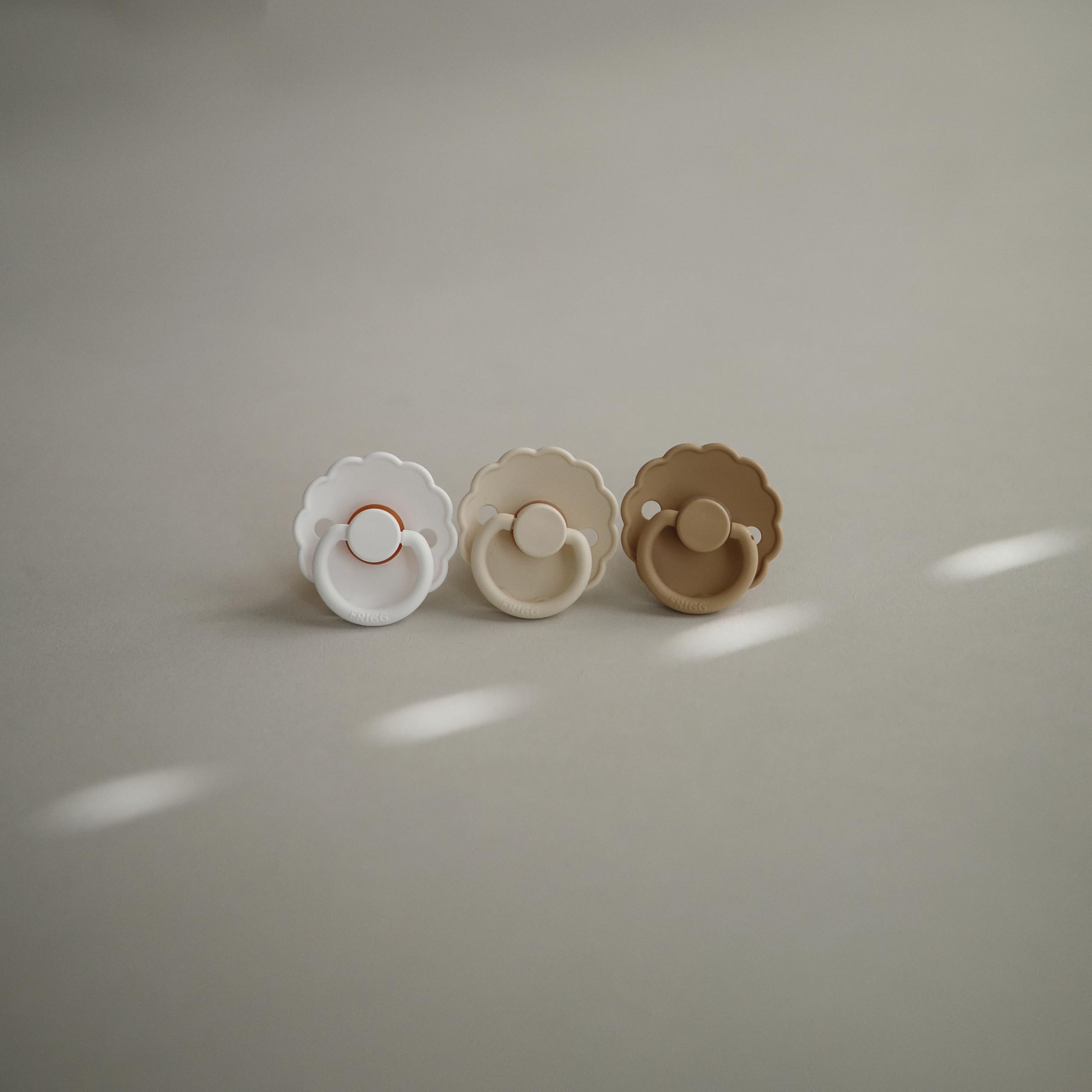 FRIGG Daisy SilkySoft Silicone Baby Pacifier | Made in Denmark | BPA-Free (Croissant/Portobello, 6-18 Months)