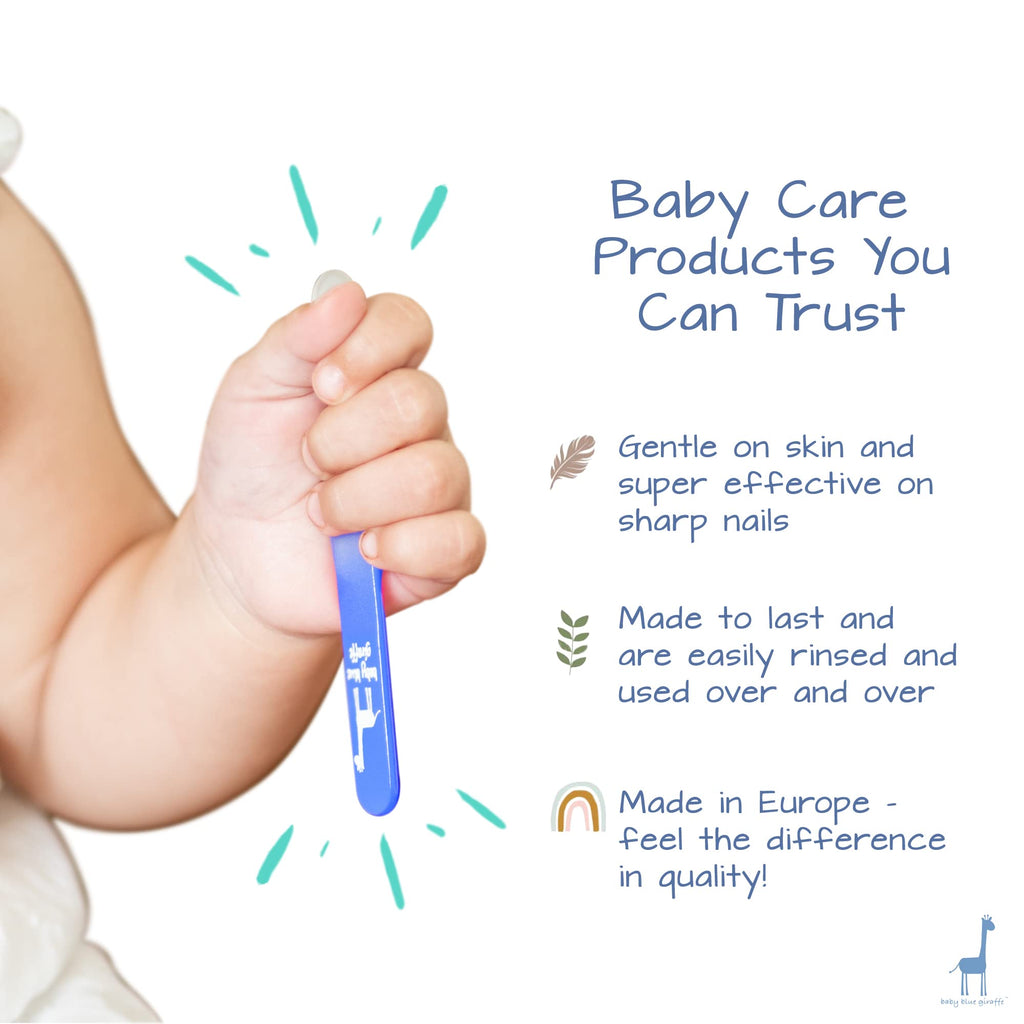 Baby Nail File by baby blue giraffe- Premium European Glass Nail File for Newborns and Babies, Gentle and Effective Alternative to Nail Clippers and Nail Scissors