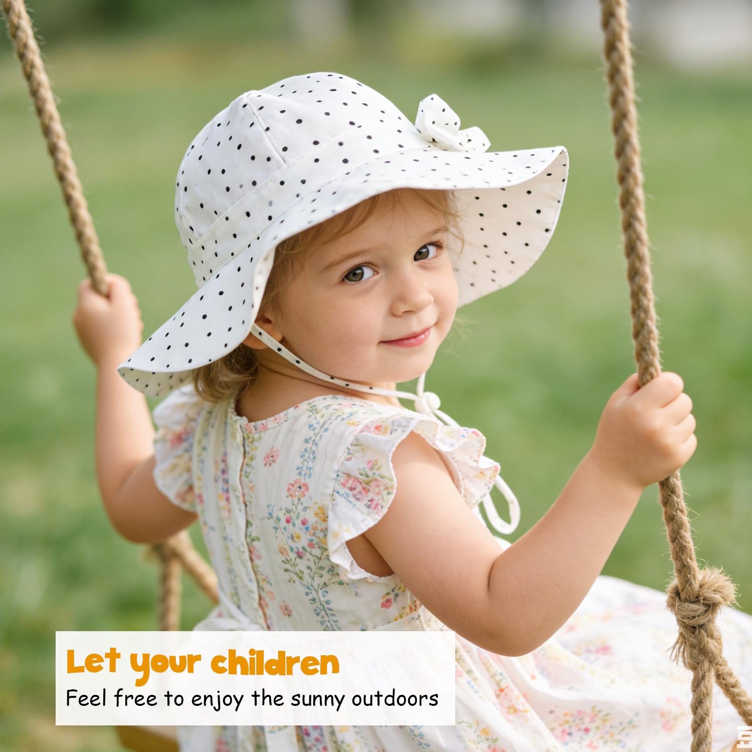 Baby Girl Sun Hat with UPF 50+ Outdoor Adjustable Beach Hat with Wide Brim Bucket Hats (6-12 Months)