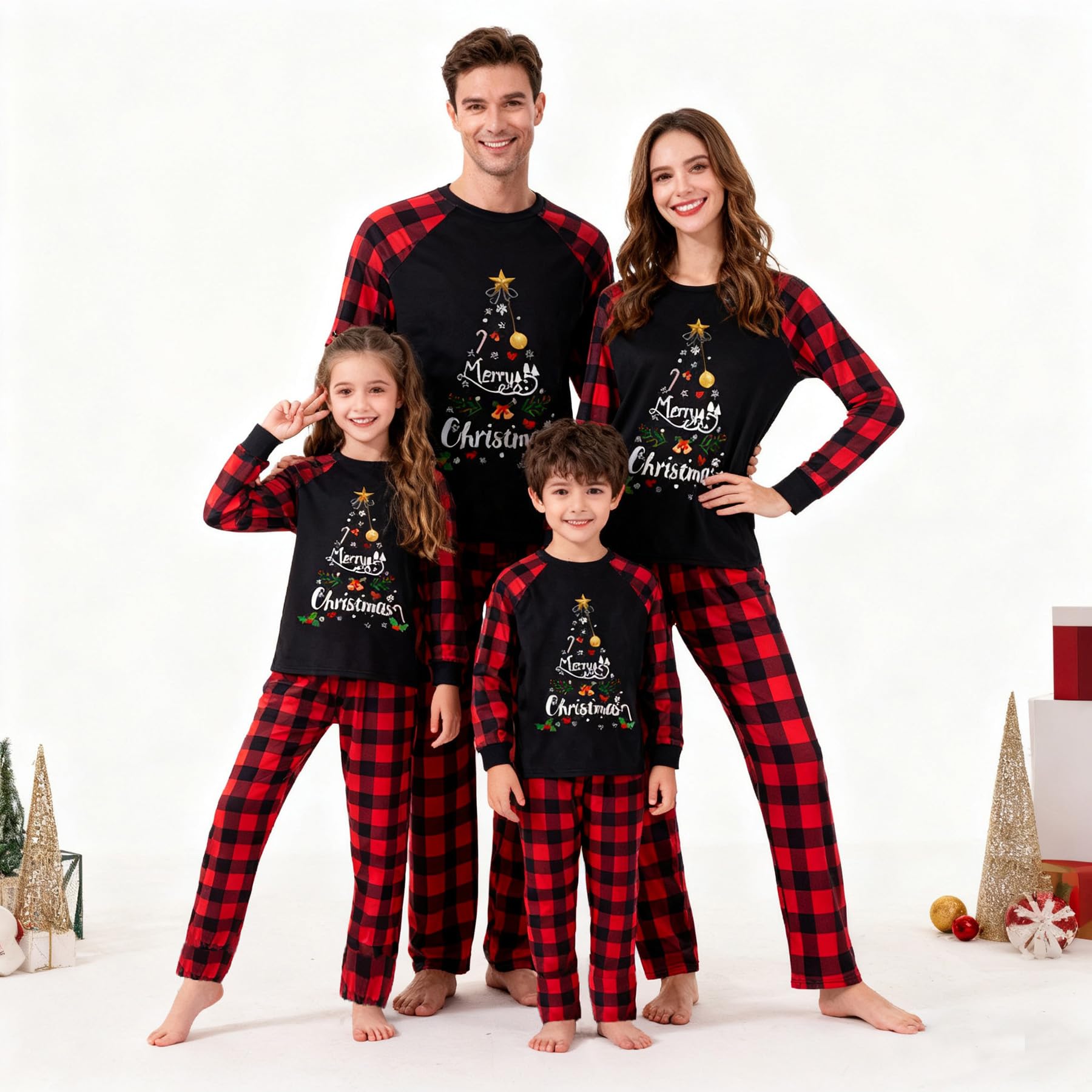 Awoscut Family Christmas Pajamas Matching Pajamas for Family, Xmas PJs Sets Holiday Sleepwear(#gj-8, Mom, M)