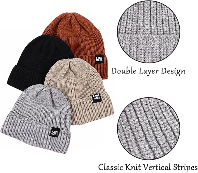 JANGANNSA Simple Knitted Baby Beanie Hip-Hop Boys Winter Hat Toddler Kids Bonnet for Girls 0-5Y