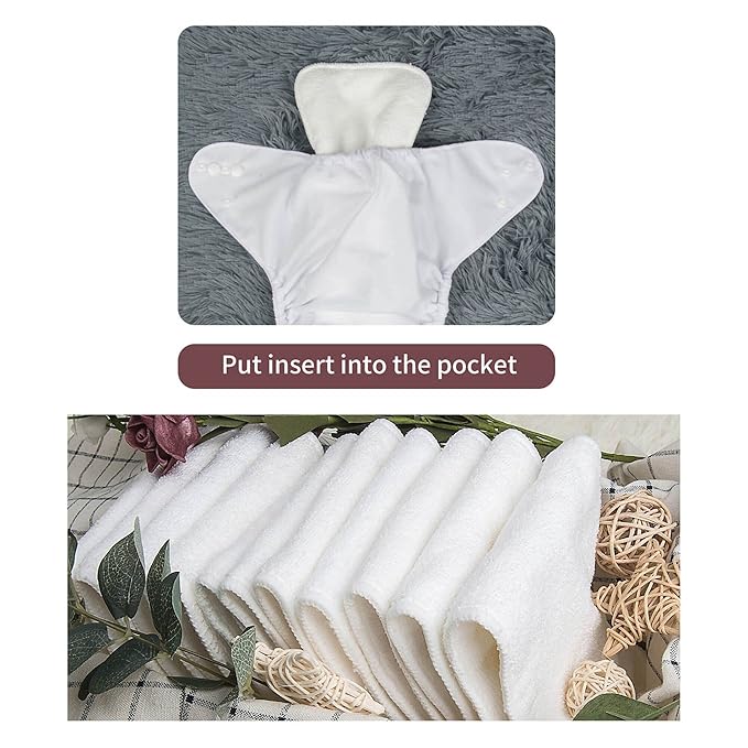 ALVABABY Baby Cloth Diaper 6 Pack with 12 Inserts One Size Cloth Diaper Covers Adjustable Washable Reusable for Baby Girls and Boys 6DM126
