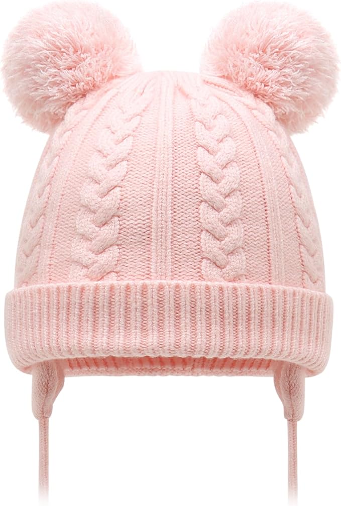 Duoyeree Toddler Winter Hat with Earflap Scarf Hood Thick Warm Kids Skull Cap for Baby Girls Boys
