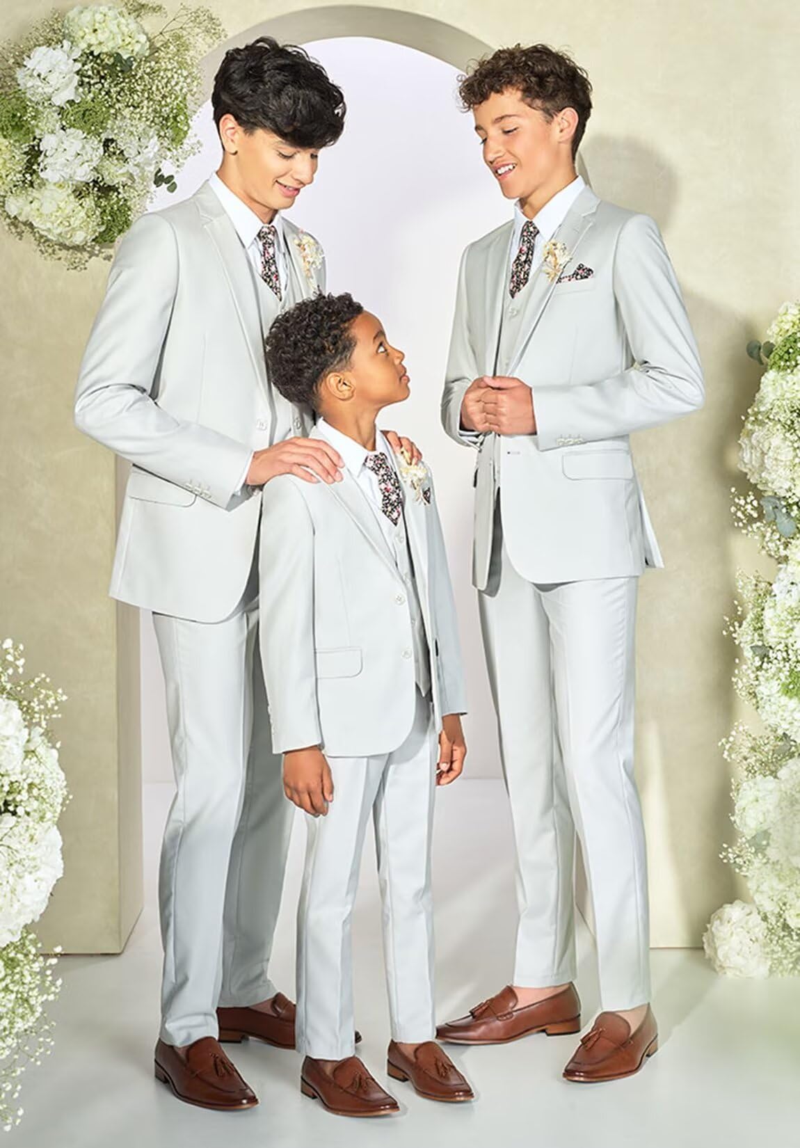 Blue Suits for Toddler Boys Formal 4 Piece Set Wedding Tuxedo Suit Slim Fit Ring Bearer Outfit Blazer Vest Pants with Tie Size 7