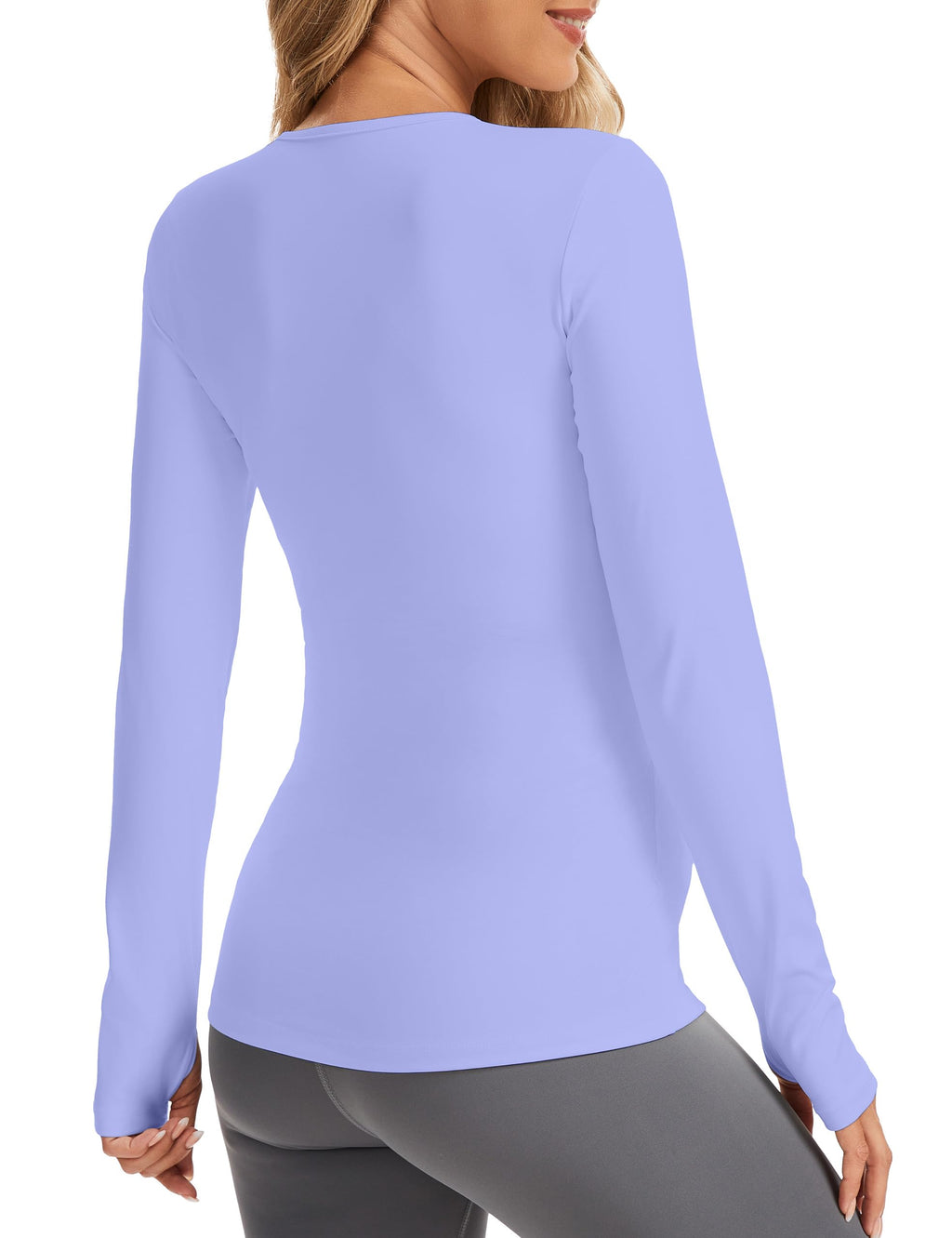 MathCat Maternity Long Sleeve Shirt with Thumbleholes,Pregnancy Casual Tops Athletic Yoga Maternity Shirts Light Purple