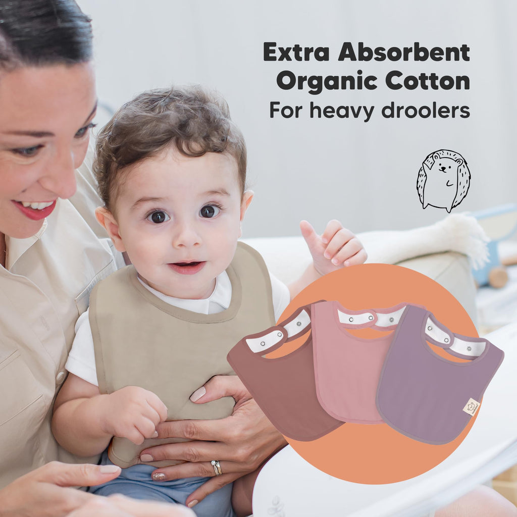 KeaBabies 8-Pack Organic Baby Bibs for Drooling and Teething (Mauve)