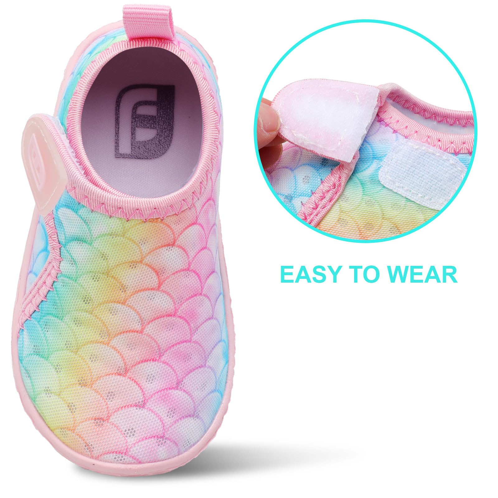 Water Shoes for Toddler Kids Boys Girls Aqua Socks Barefoot for Beach Sports Swim Blue Pink Scale 12-18 Months