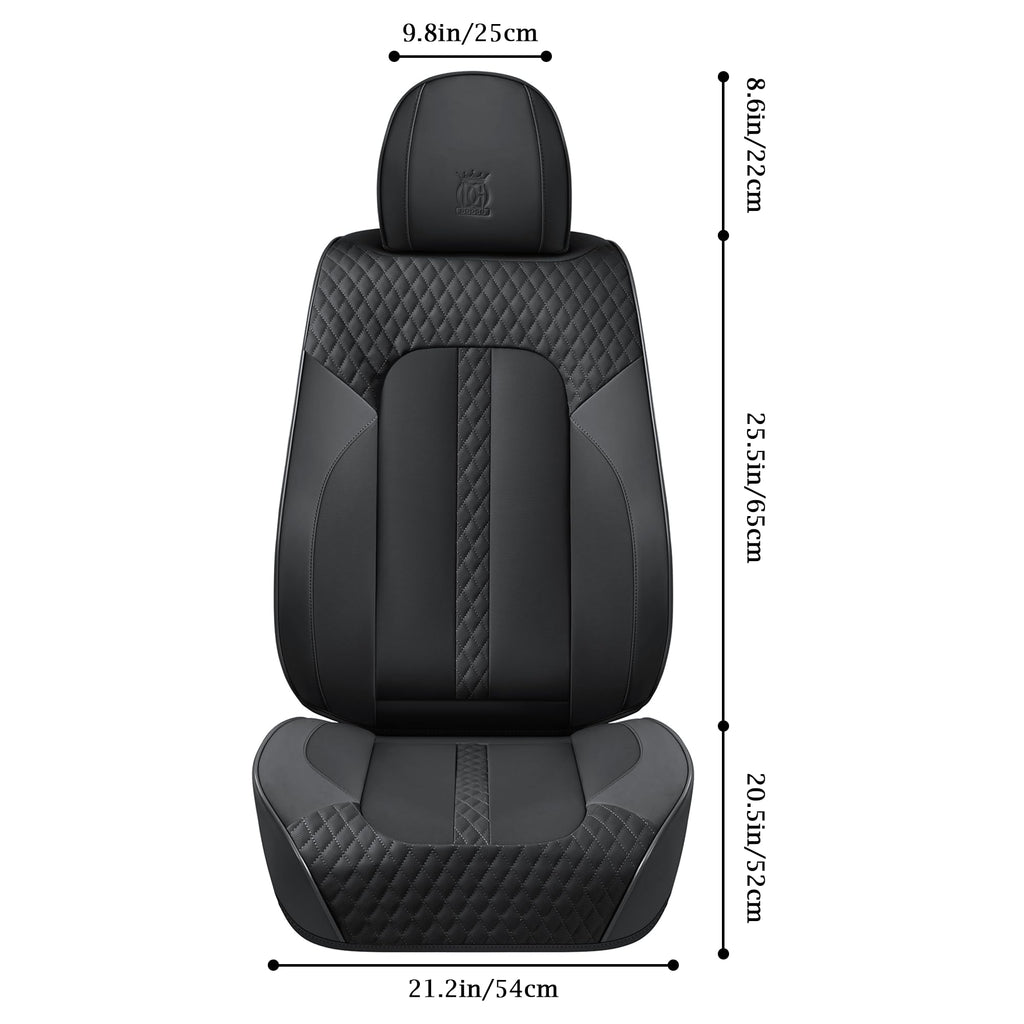 Doogo Leather Seat Covers Front Pair, Universal Seat Cover 2-Pack, Waterproof Leatherette Car Seat Cushions Protectors, Auto Driver Seat Covers Fit for Most Cars Trucks SUV-Black