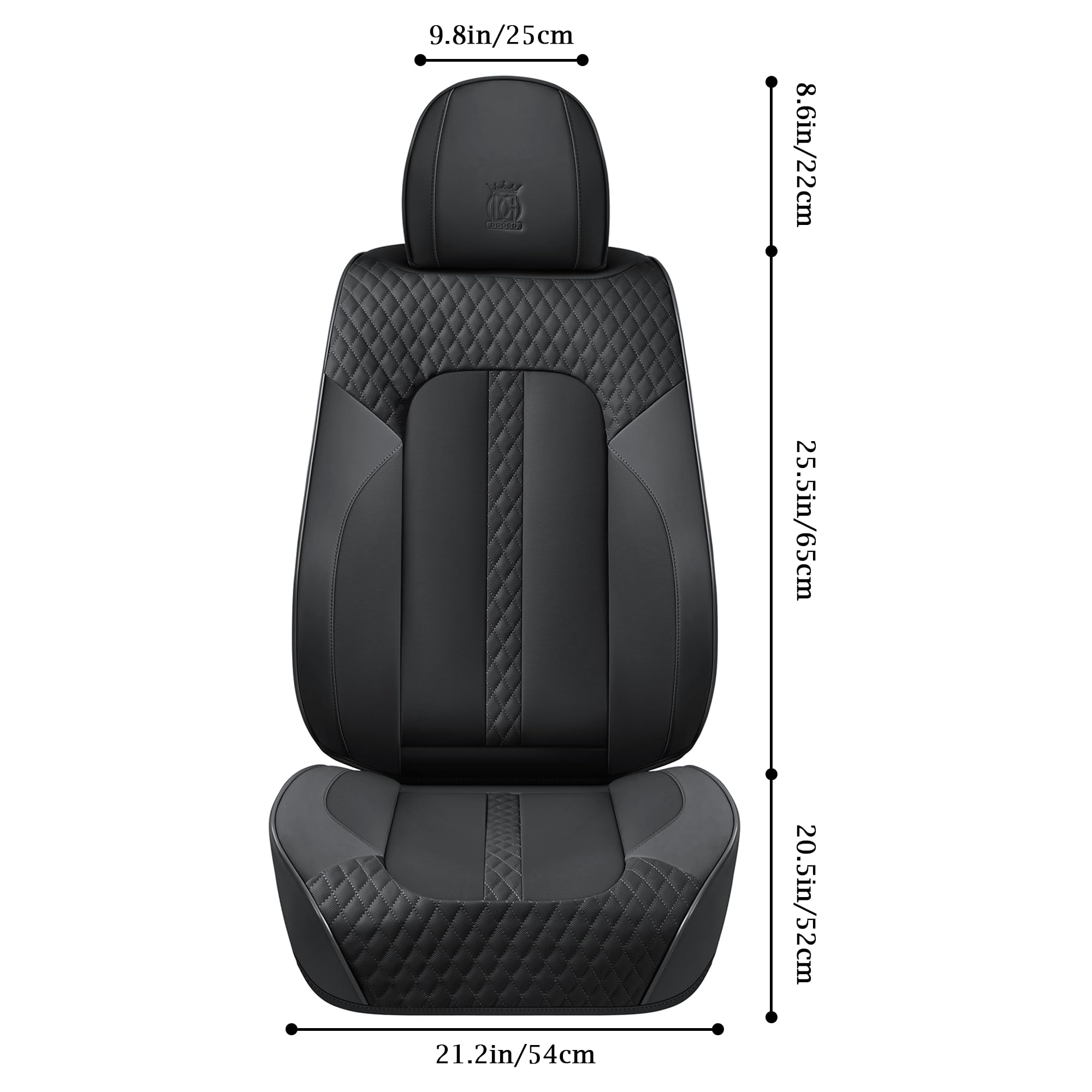 Doogo Leather Seat Covers Front Pair, Universal Seat Cover 2-Pack, Waterproof Leatherette Car Seat Cushions Protectors, Auto Driver Seat Covers Fit for Most Cars Trucks SUV-Black