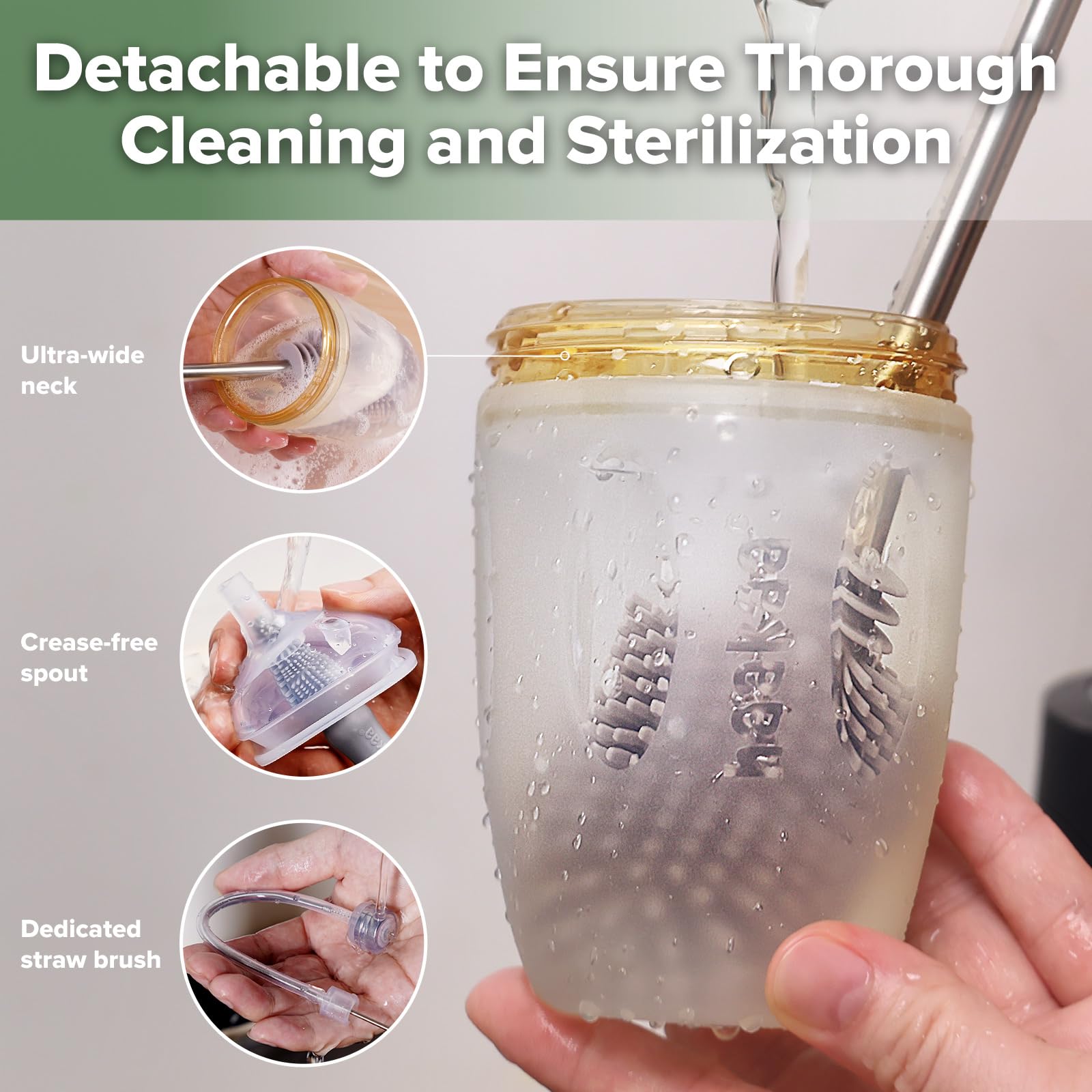 haakaa Weighted Straw Sippy Cup for 6+ Month Old, Silicone Baby Straw Cup Toddler Water Bottle with Straw Brush, 8oz/250ml, Grey