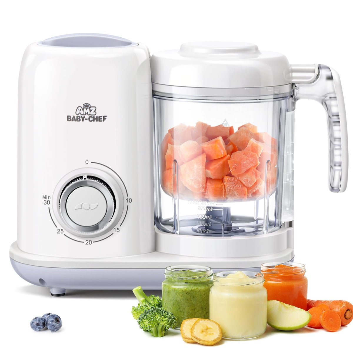 AMZBabyChef Baby Food Maker Blender: 4-in-1 Steamer and Puree Processor