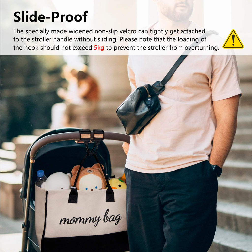 TOPDesign Universal Baby Stroller Organizer, Stroller Caddy with Detachable Mesh Bag & Heightened Insulated Cup Holders & Non-Slip Secure Hooks Accessories, Fits Most Strollers (Dogs)