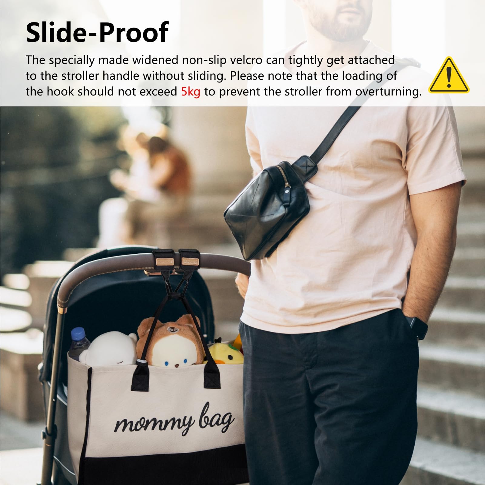 TOPDesign Universal Baby Stroller Organizer, Stroller Caddy with Detachable Mesh Bag & Heightened Insulated Cup Holders & Non-Slip Secure Hooks Accessories, Fits Most Strollers (Dogs)