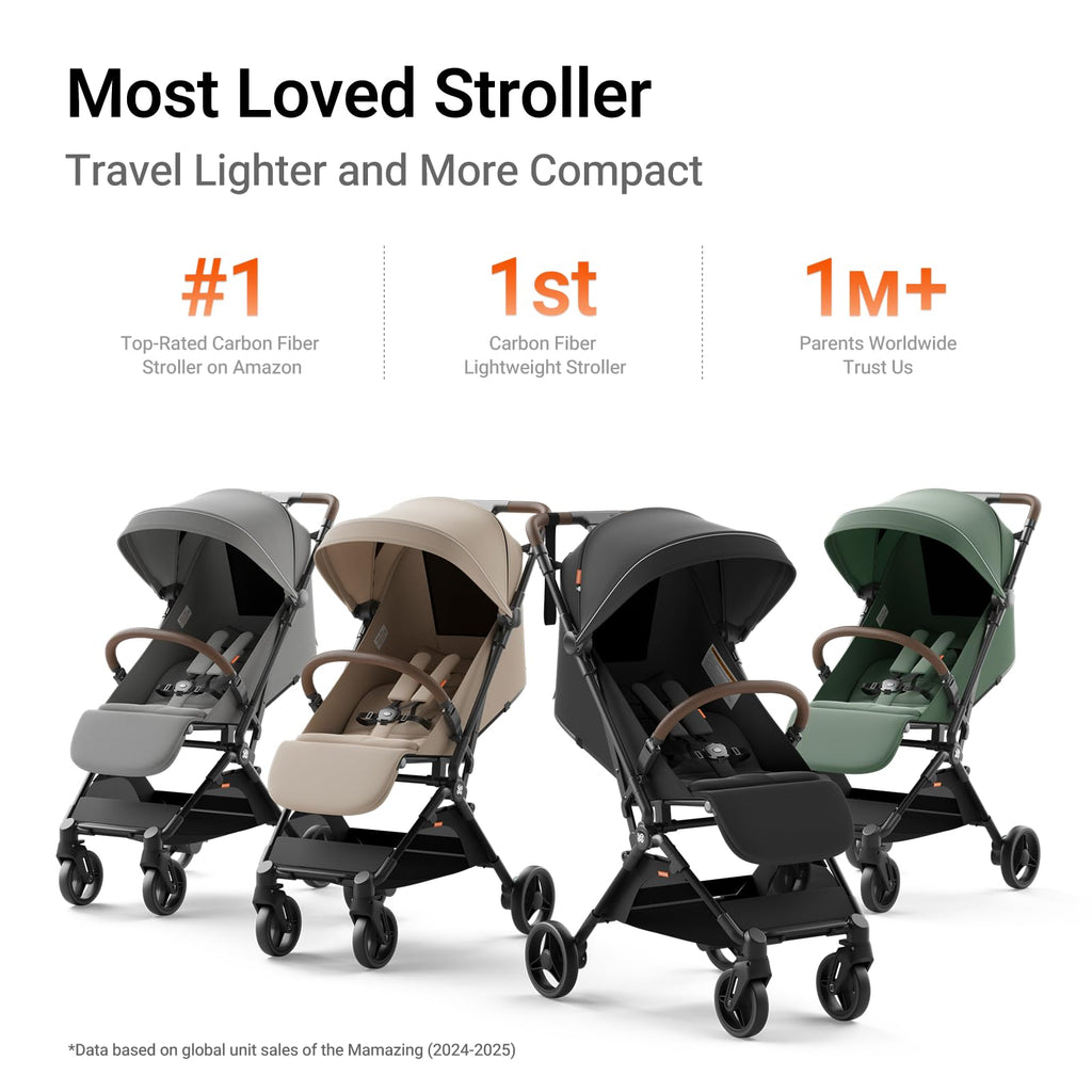 Mamazing Ultra Air Lightweight Baby Travel Stroller with Carbon Fiber Frame