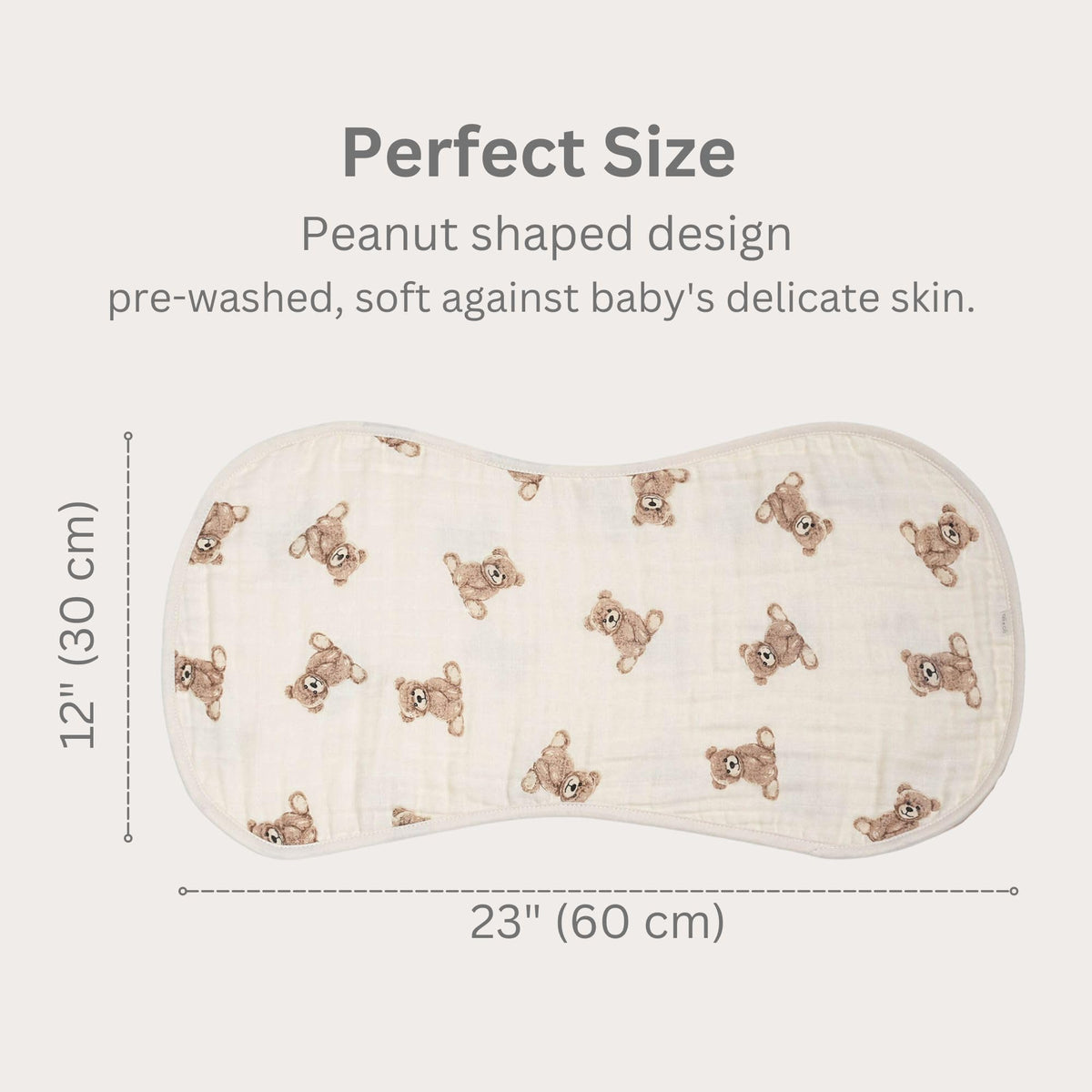 Ali+Oli Muslin Burp Cloths for Baby, 2 Pack, Soft Absorbent Burp Rags (Teddy-Taupe)