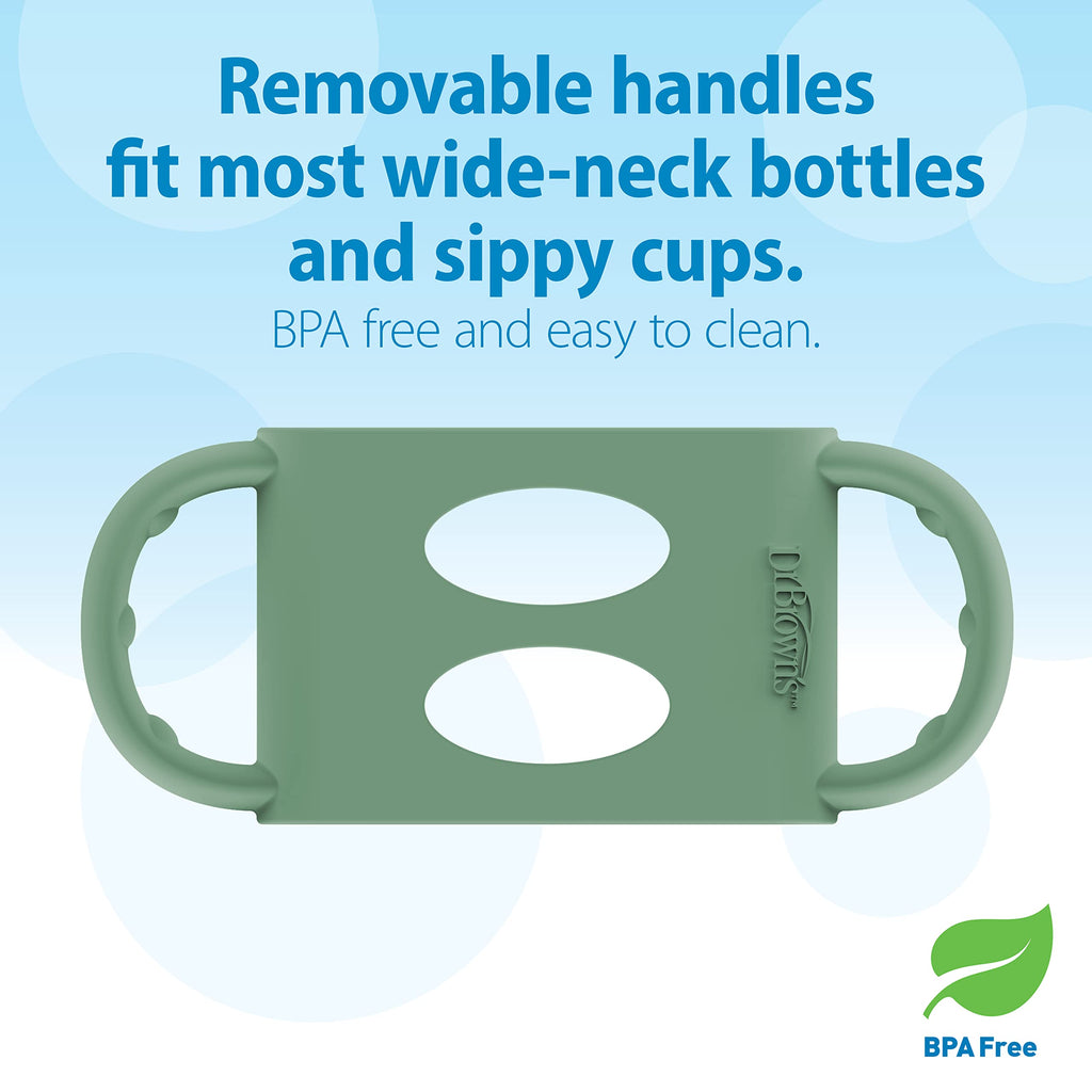 Dr. Brown's Wide-Neck Sippy Spout Bottle with Handles, Green, 1-Pack