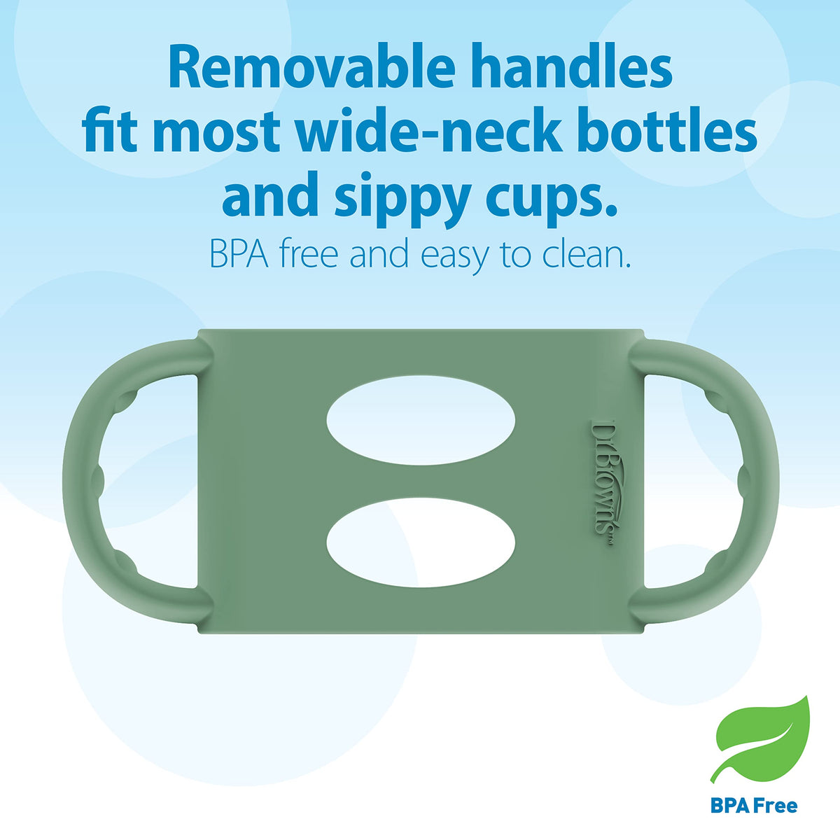 Dr. Brown's Wide-Neck Sippy Spout Bottle with Handles, Green & Gray, 2-Pack