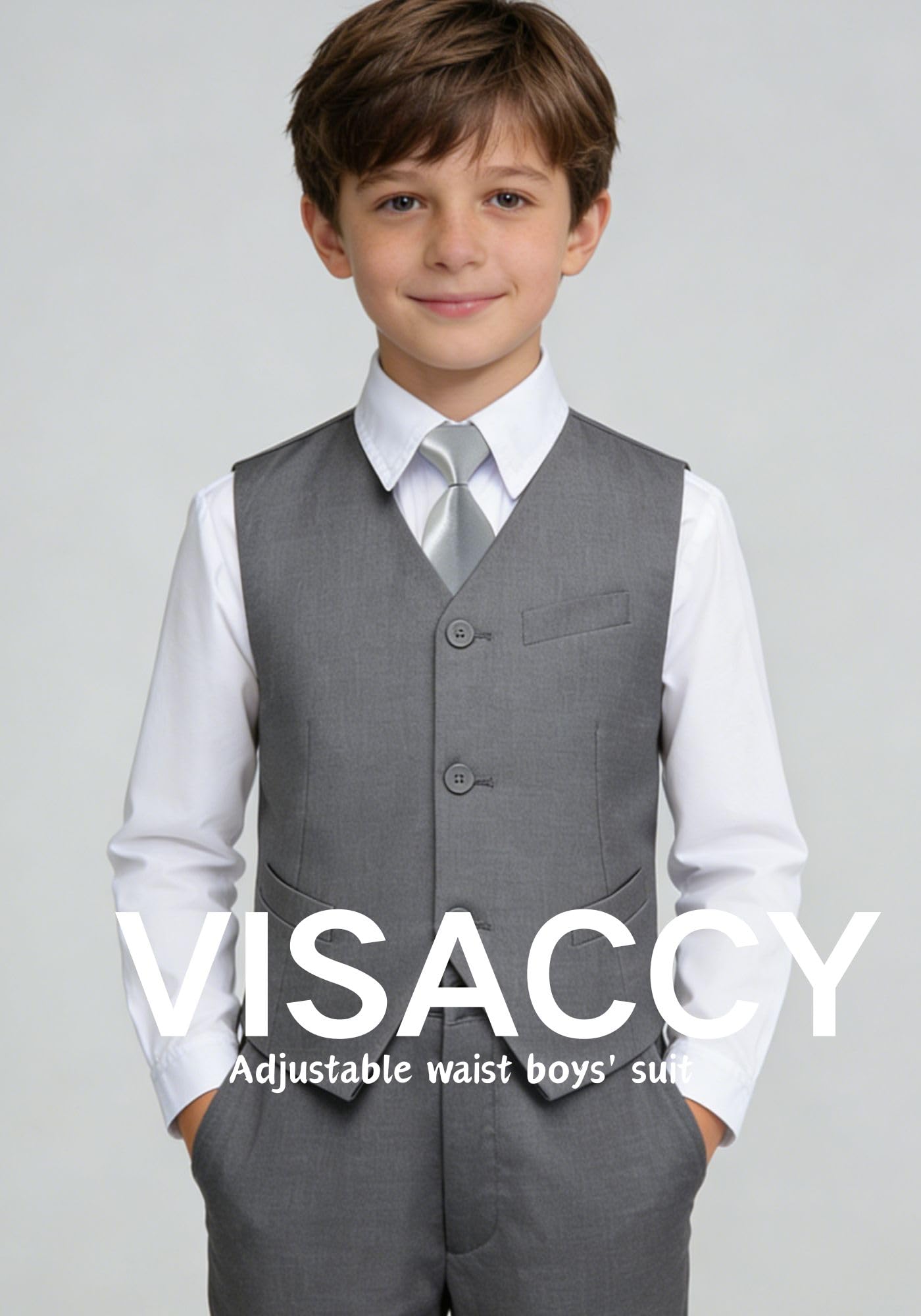 Boys Suit Size 12 Toddler Wedding Outfit Boy Dress Vest and Pants Set Gray
