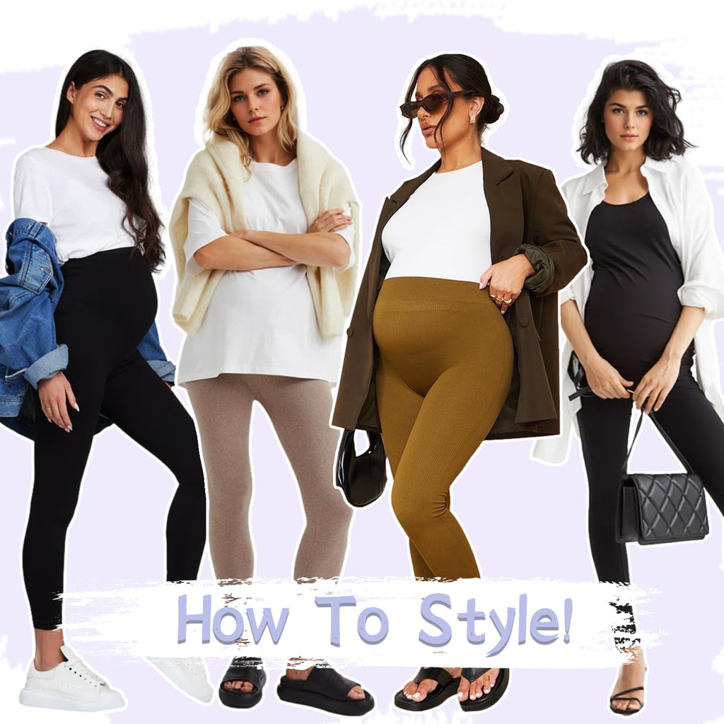 GROTEEN 3 Pack Women's Maternity Leggings with Pockets Over The Belly Pants