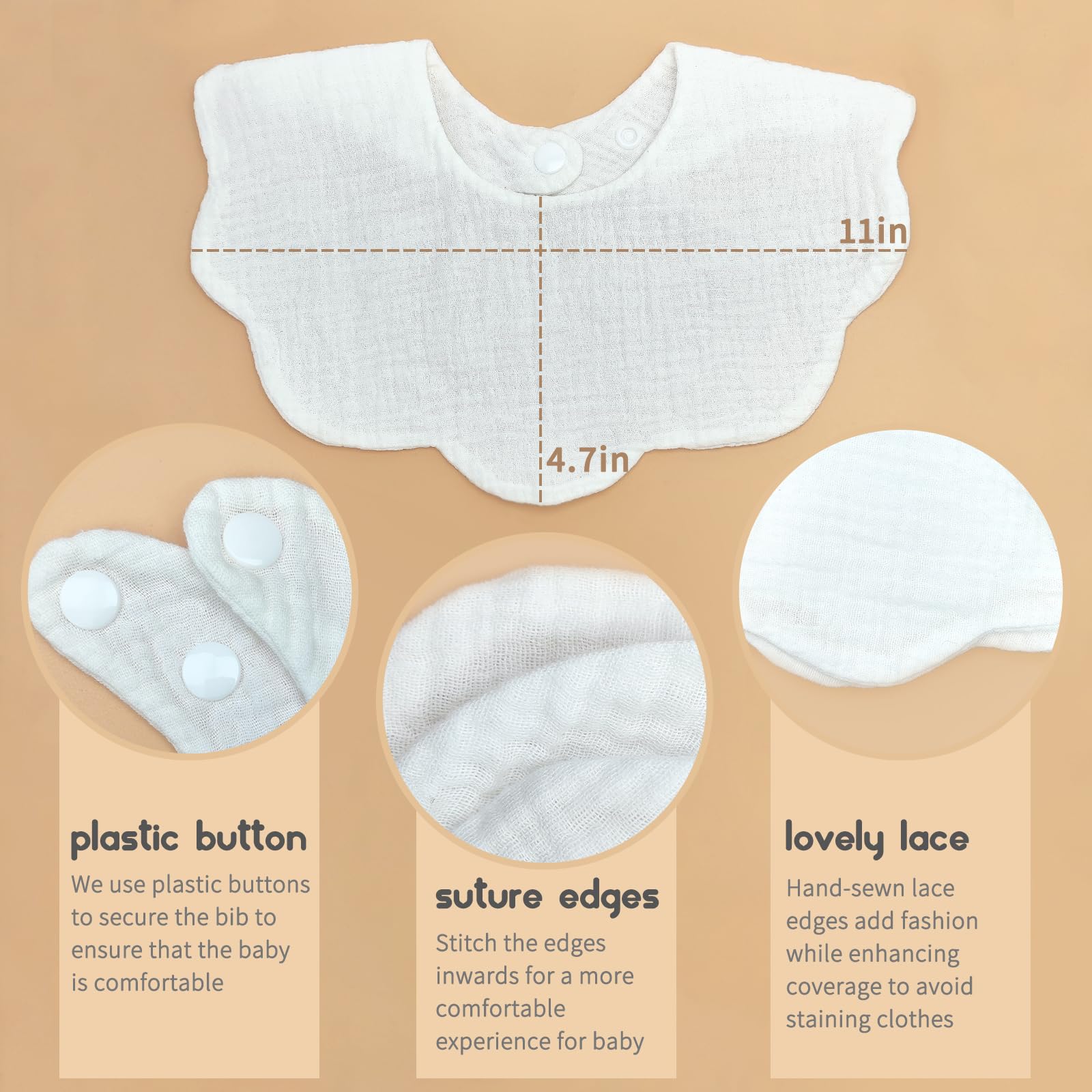 DOSMINE Organic Cotton Muslin Baby Bibs 10 Pack Absorbent Adjustable