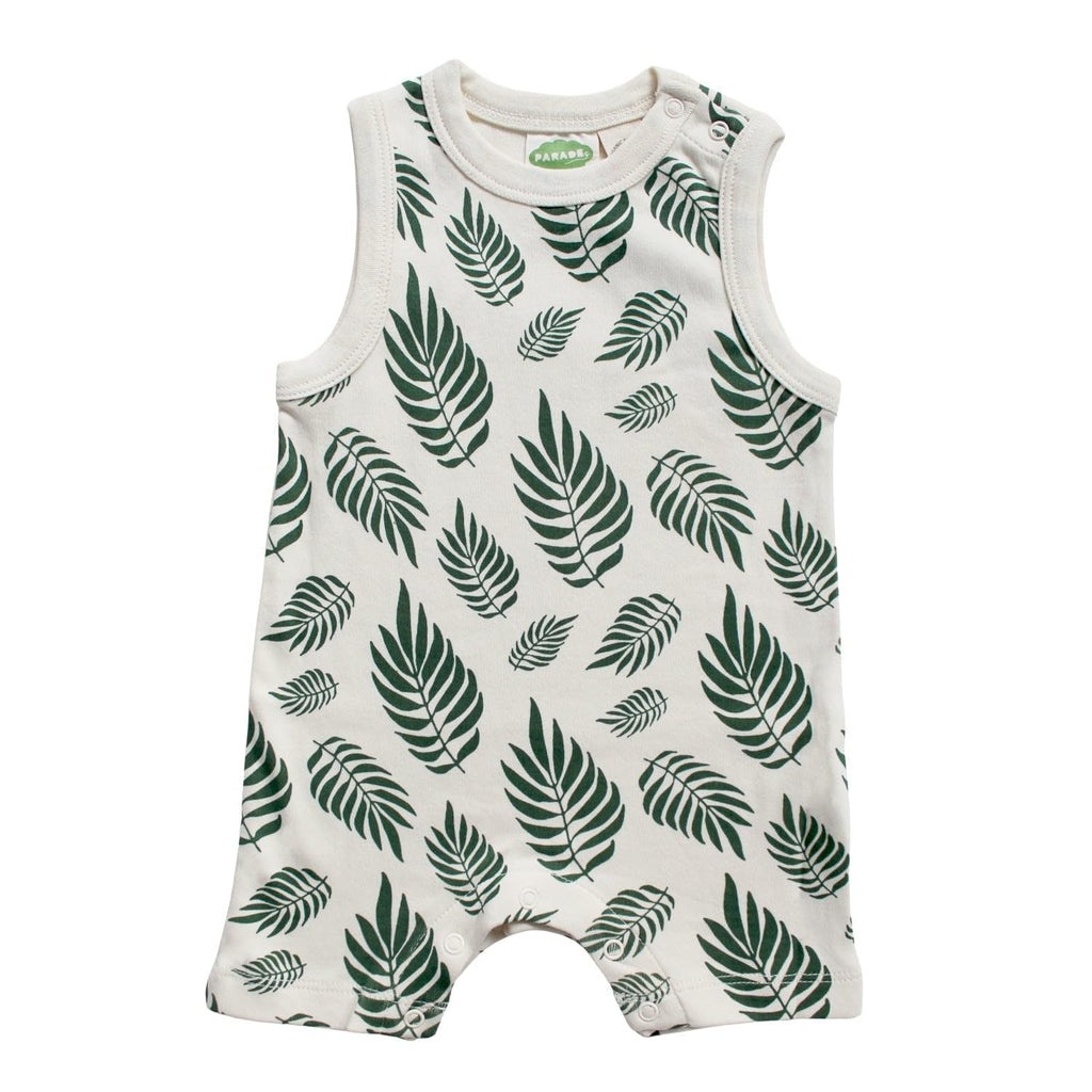 PARADE Organic Tank Rompers - Signature Prints Palm Leaves 3-6 Months