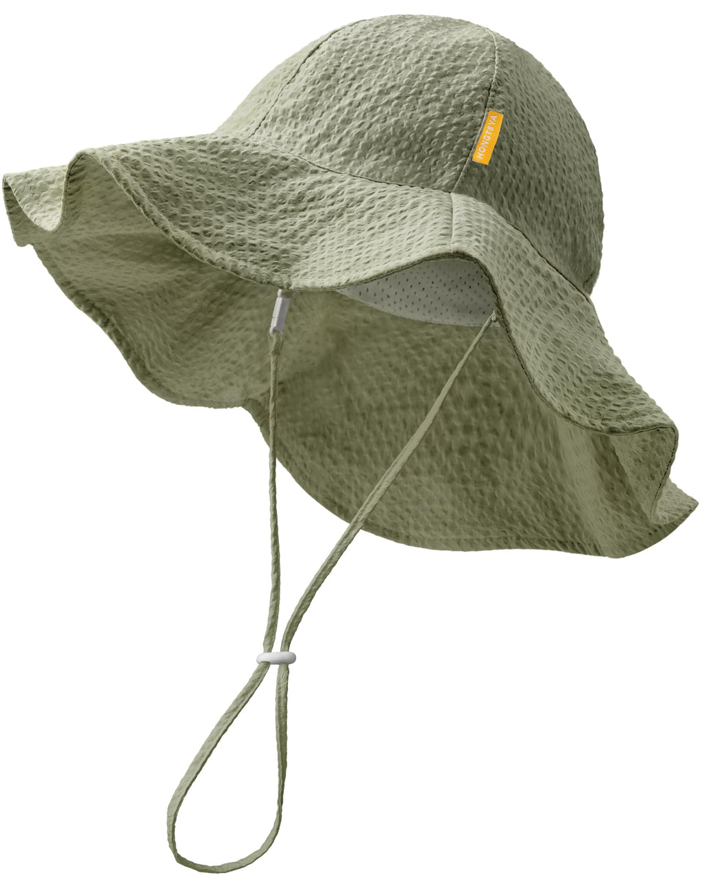 HONGTEYA Baby Sun Hat Wide Brim Adjustable Toddler Beach Bucket Hat Green