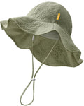 HONGTEYA Baby Sun Hat Wide Brim Adjustable Toddler Beach Bucket Hat Green