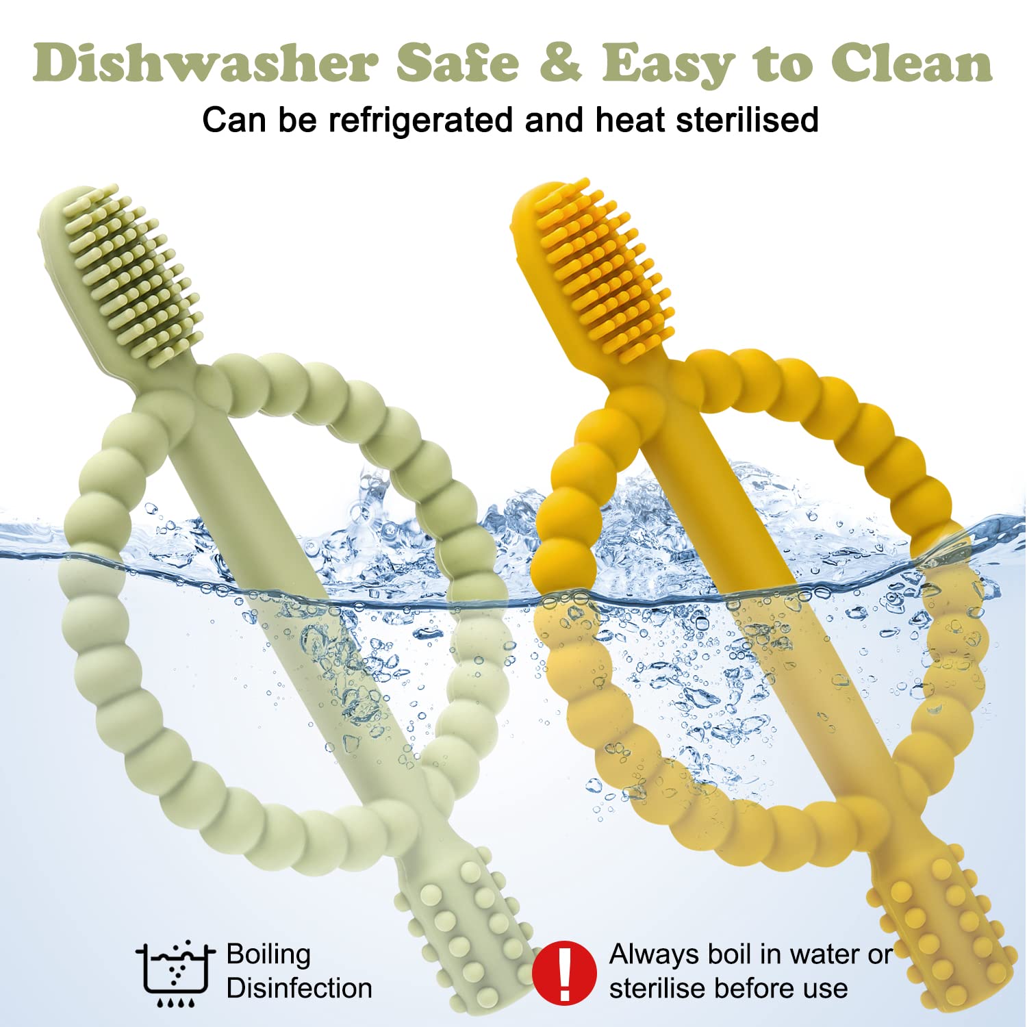 MISSLILI Baby Teething Toys with Easy-Hold Handle, Infant Toothbrush