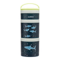 Whiskware Stackable Snack Containers for Kids and Toddlers, 3 Stackable Snack Cups for School or Travel, Sharks(Pack of 1)