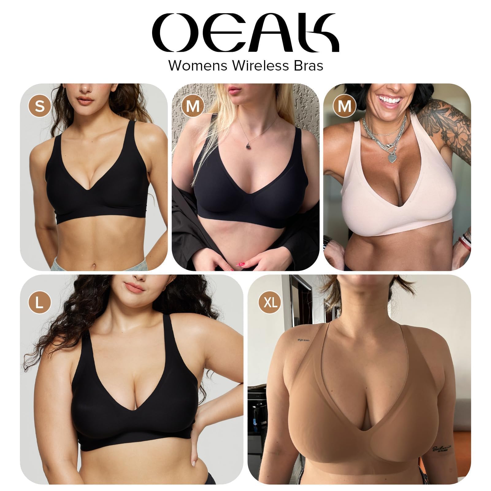 OEAK Womens Deep V Bras Comfortable Bras Support Push Up Bralettes Low Cut no Underwire Bras Plunge Seamless Tshirts Bras Pink L