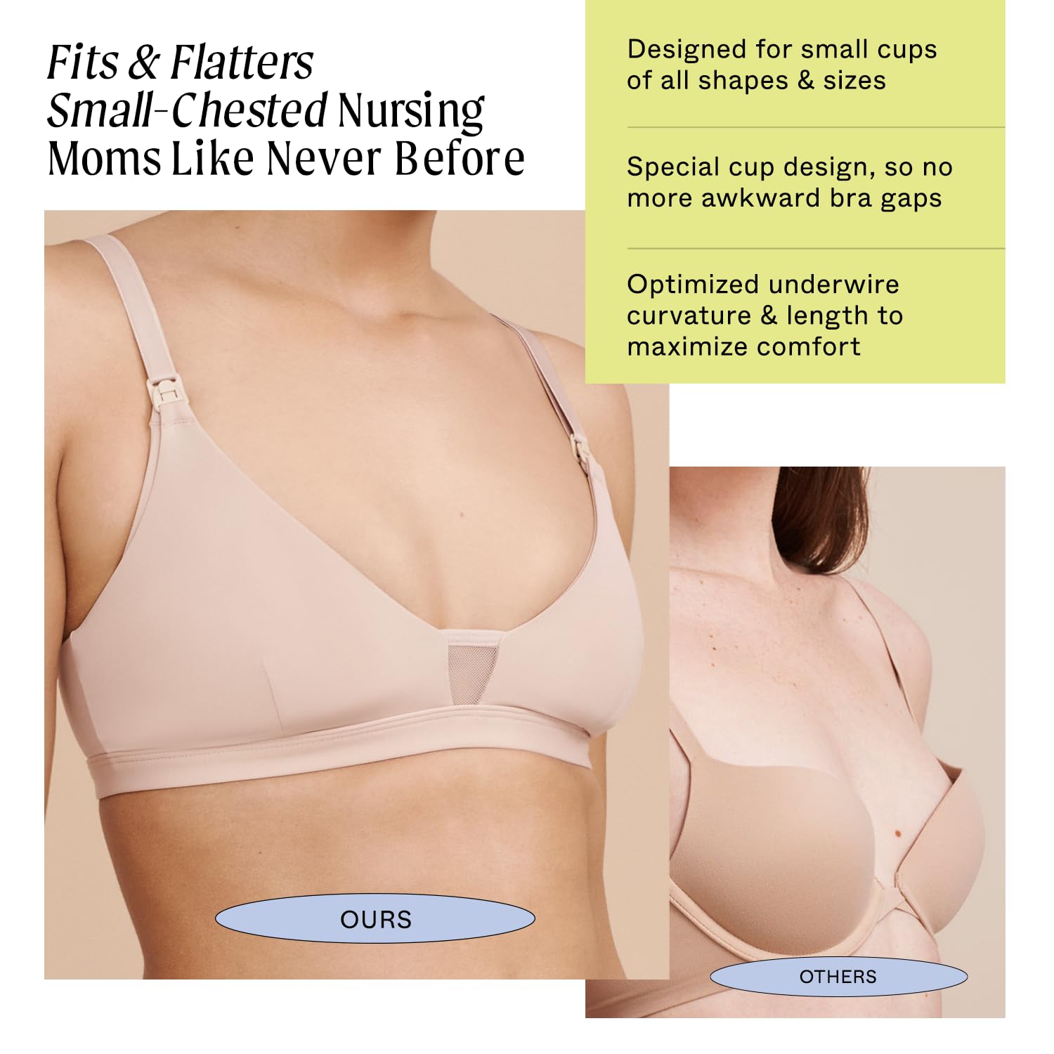 Pepper Nursing Wirefree Bra | Wireless Maternity Bra for Women | Drop-Down Cups with a One-Hand Clasp, Removable Pads, Zero-Digging Support | Sienna Rose Nursing Bra