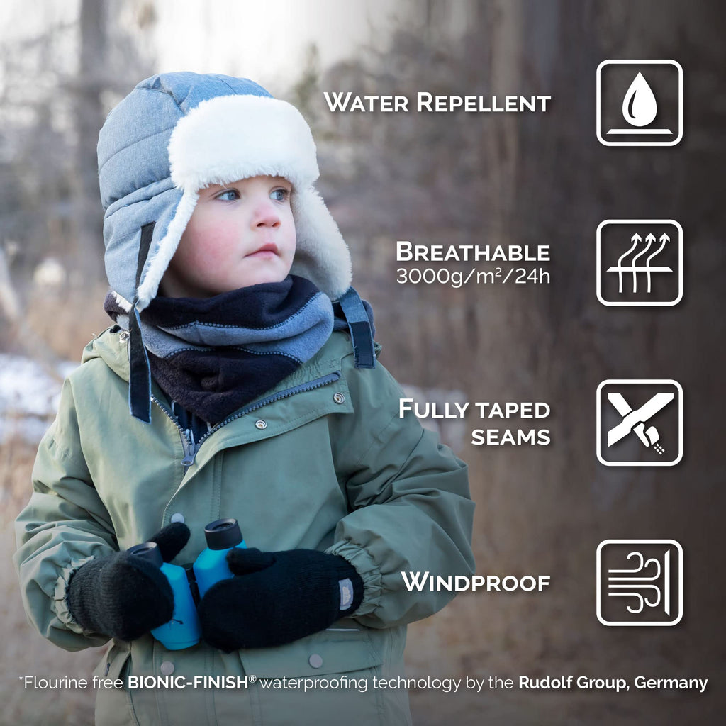 JAN & JUL Toasty-Dry Trapper Hat for Baby and Kids (Space Dinos, XL)