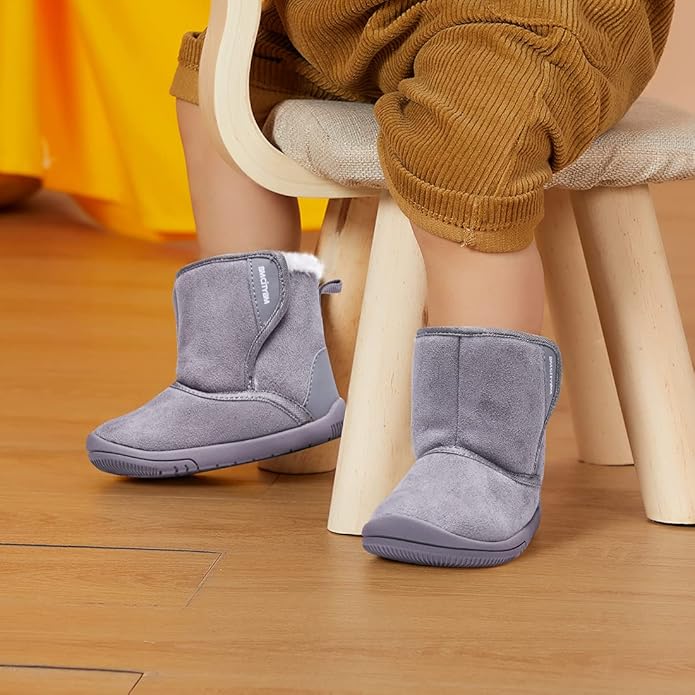 BMCiTYBM Baby Snow Boots Warm Winter Fur Lined Baby Shoes Grey 6-12 Months