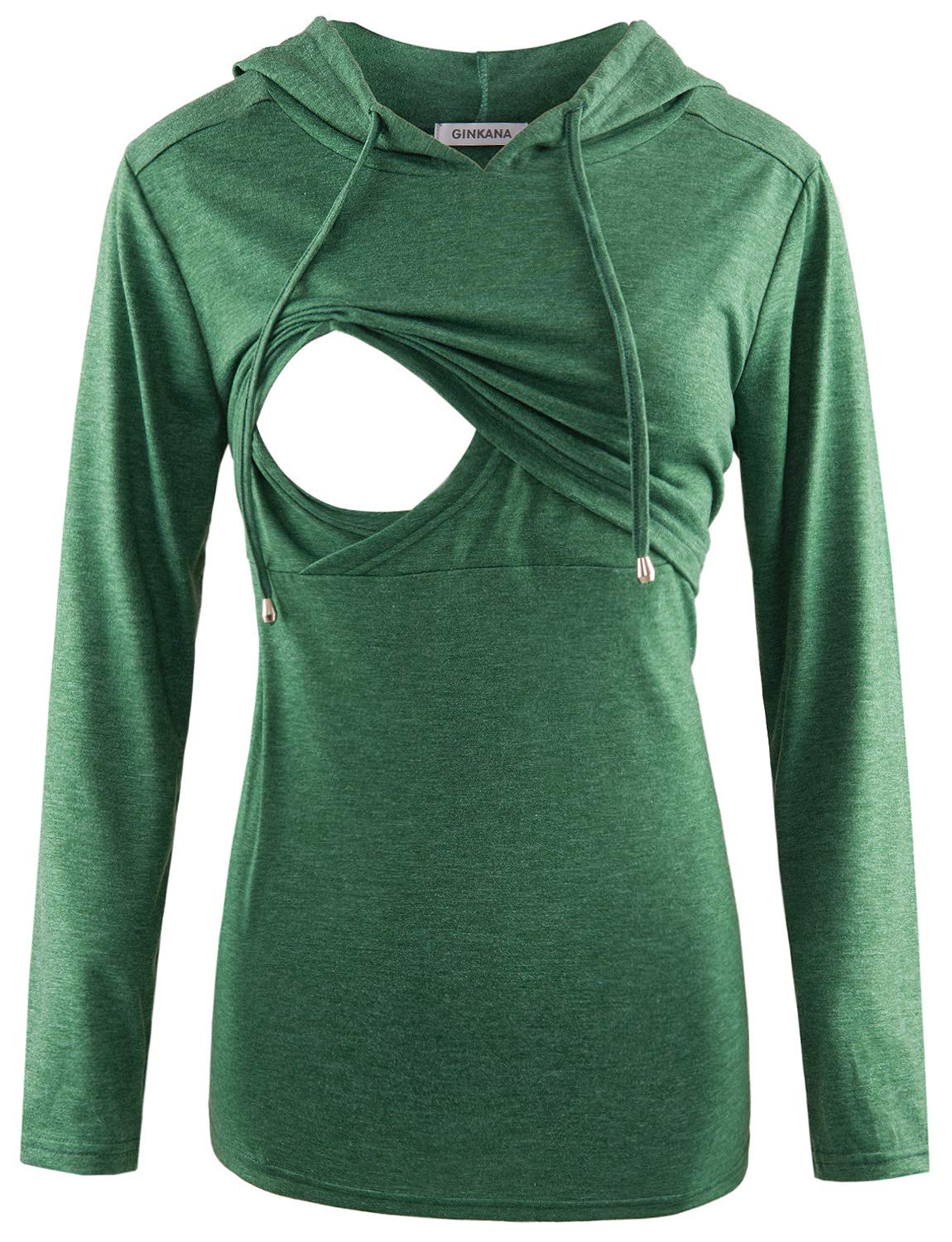 Women's Maternity Nursing Shirts Top Long Sleeves Breastfeeding Tops Casual Clothes,XL Green