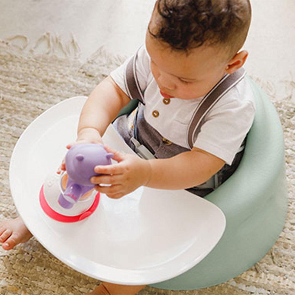 Bumbo Baby Floor Seat, Sit Up Activity & Eating Chair with Tray, Taupe
