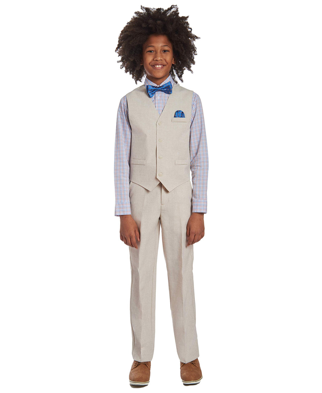 Nautica Boys' 4-Piece Vest Set with Dress Shirt, Bow Tie, Vest, and Pants, Silver Birch, 4