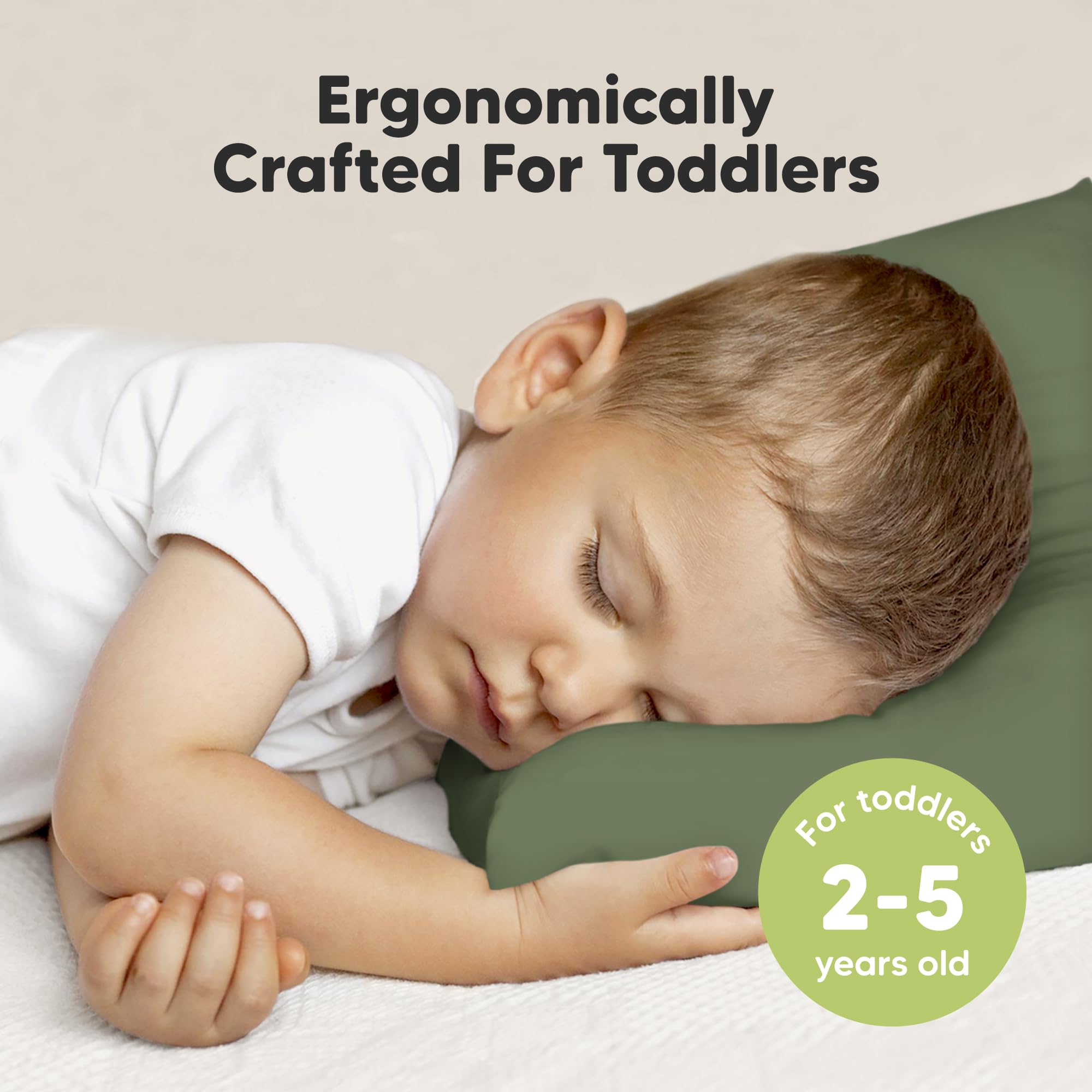 KeaBabies Organic Toddler Pillow with Pillowcase,Jumbo 14X20(Jungle Green)