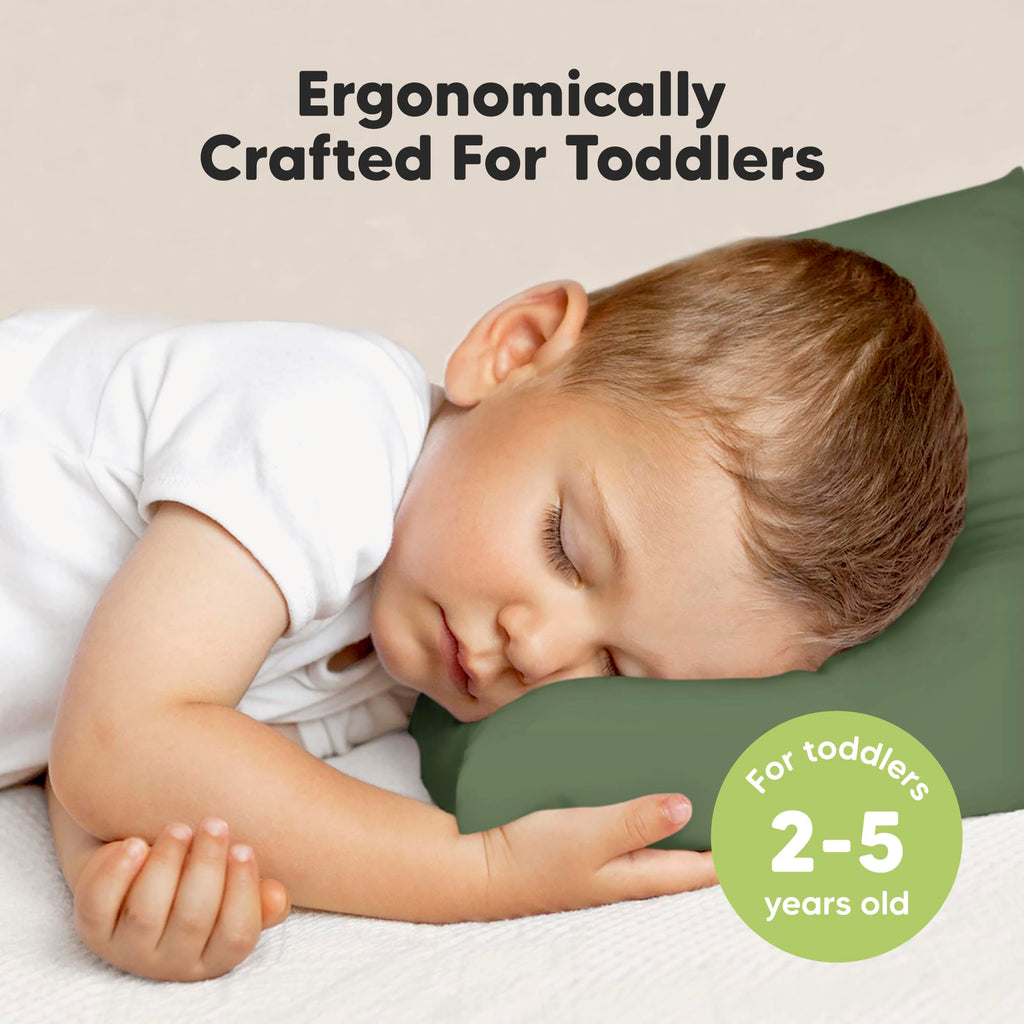 KeaBabies Organic Toddler Pillow with Pillowcase,Jumbo 14X20(Jungle Green)
