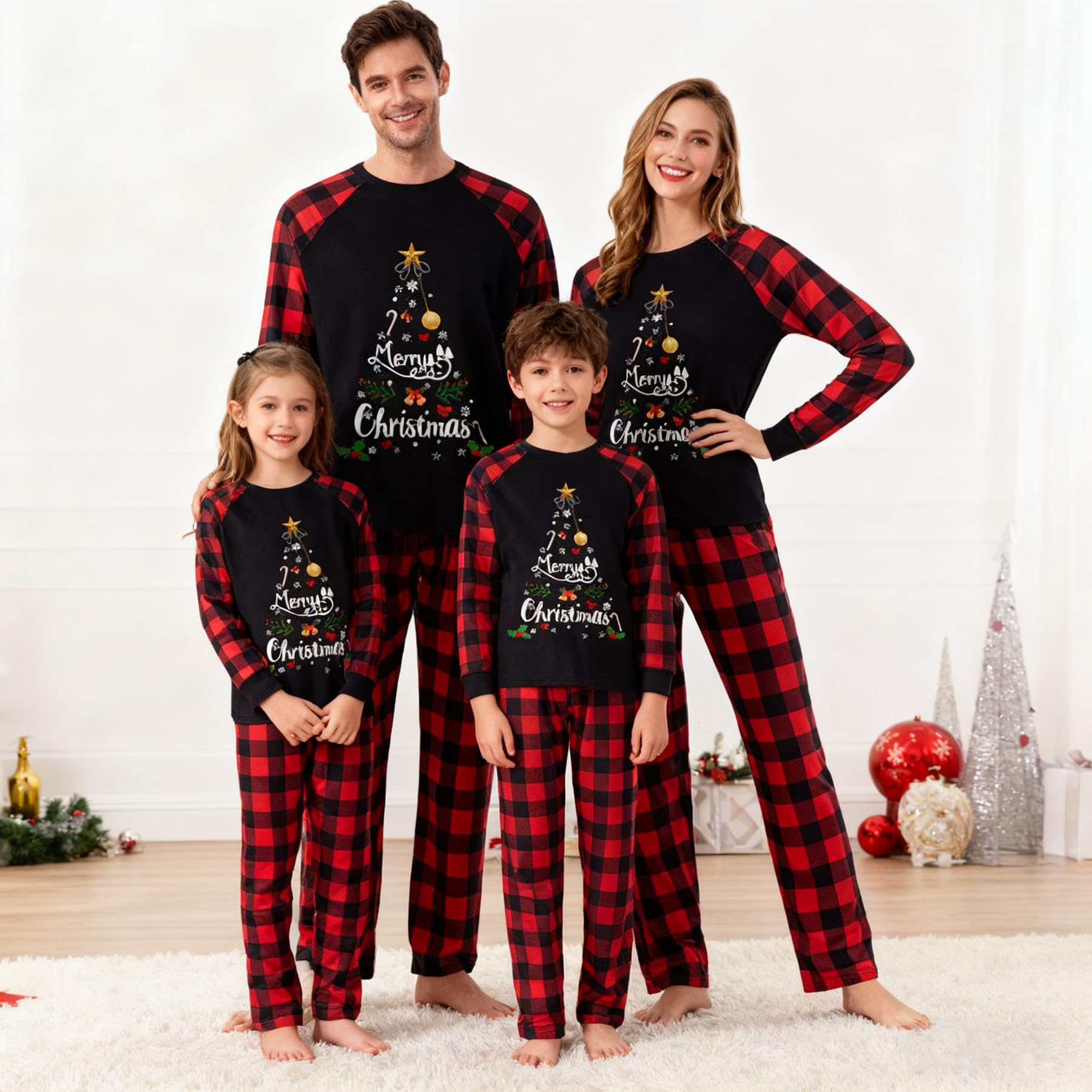 Awoscut Family Christmas Pajamas Matching Pajamas for Family, Xmas PJs Sets Holiday Sleepwear(#gj-8, Mom, M)