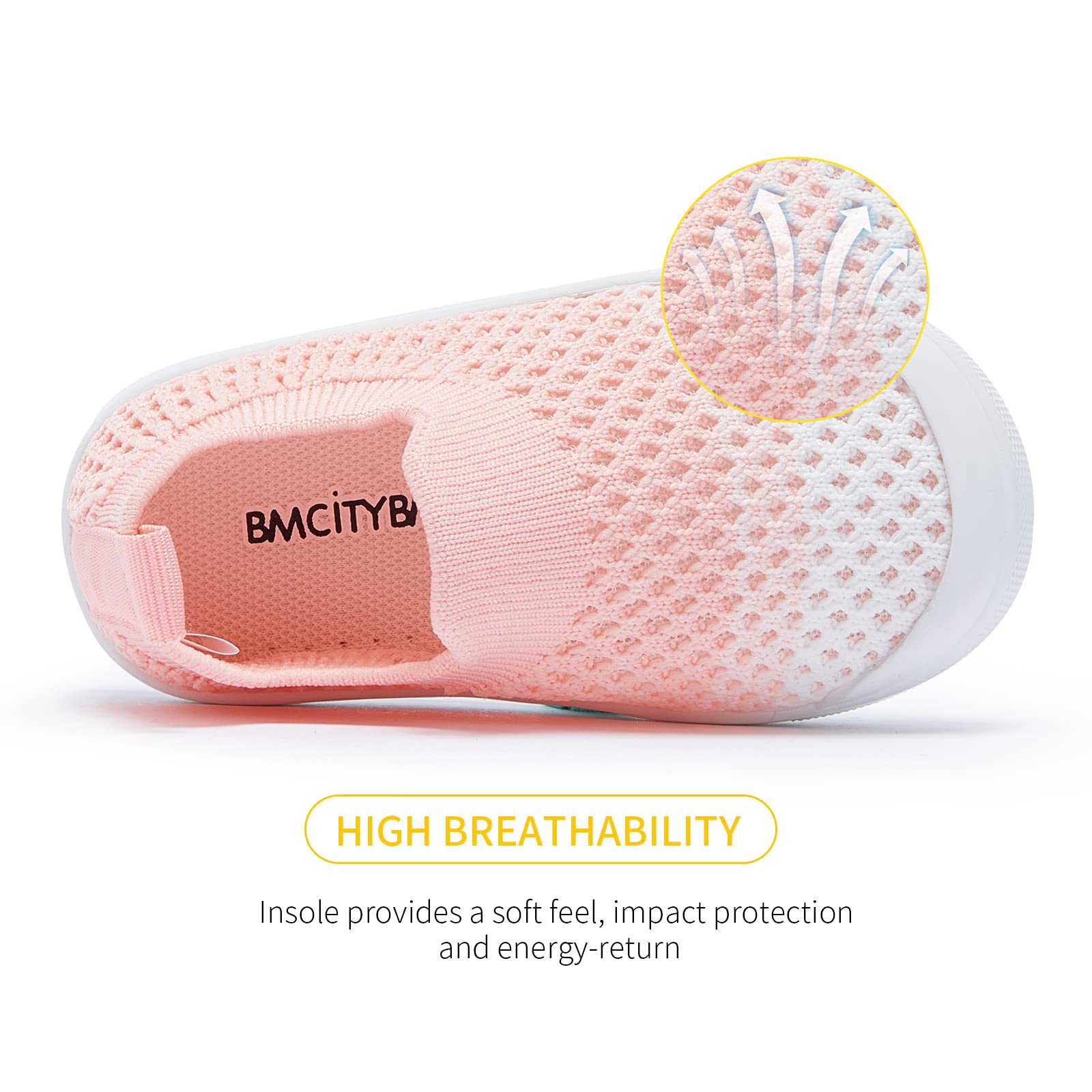 BMCiTYBM Toddler Walking Shoes Baby Boy Girl Barefoot Sneakers Pink Size 7