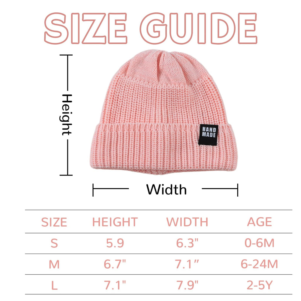 JANGANNSA Simple Knitted Baby Beanie Hip-Hop Boys Winter Hat Toddler Kids Bonnet for Girls 0-5Y (White+Pink+Beige,L)