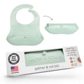 Moss and Fawn Gather & Roll Bib - Silicone Baby Feeding Bib - Ecru