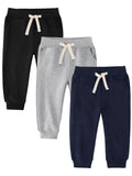 Feyoyi 3 Pack Fleece Toddler Boys Sweatpants Kids Joggers Soft Cotton Toddler Boys Girls Sweatpants with Pocket Drawstring