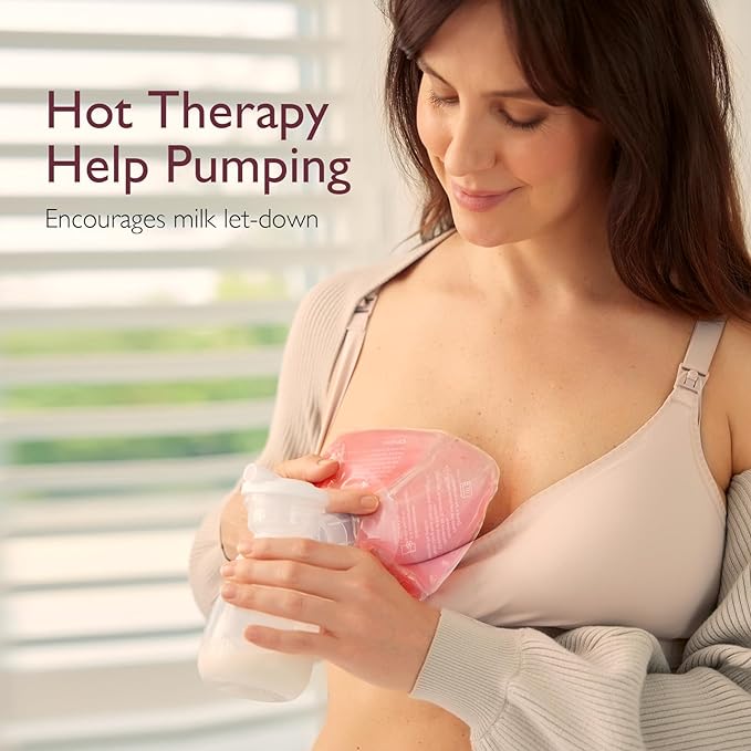 Momcozy Larger Breast Therapy Packs, Hot and Cold Breast Pads with 2 Soft Covers, Breastfeeding Essentials，2 Pack，Pink