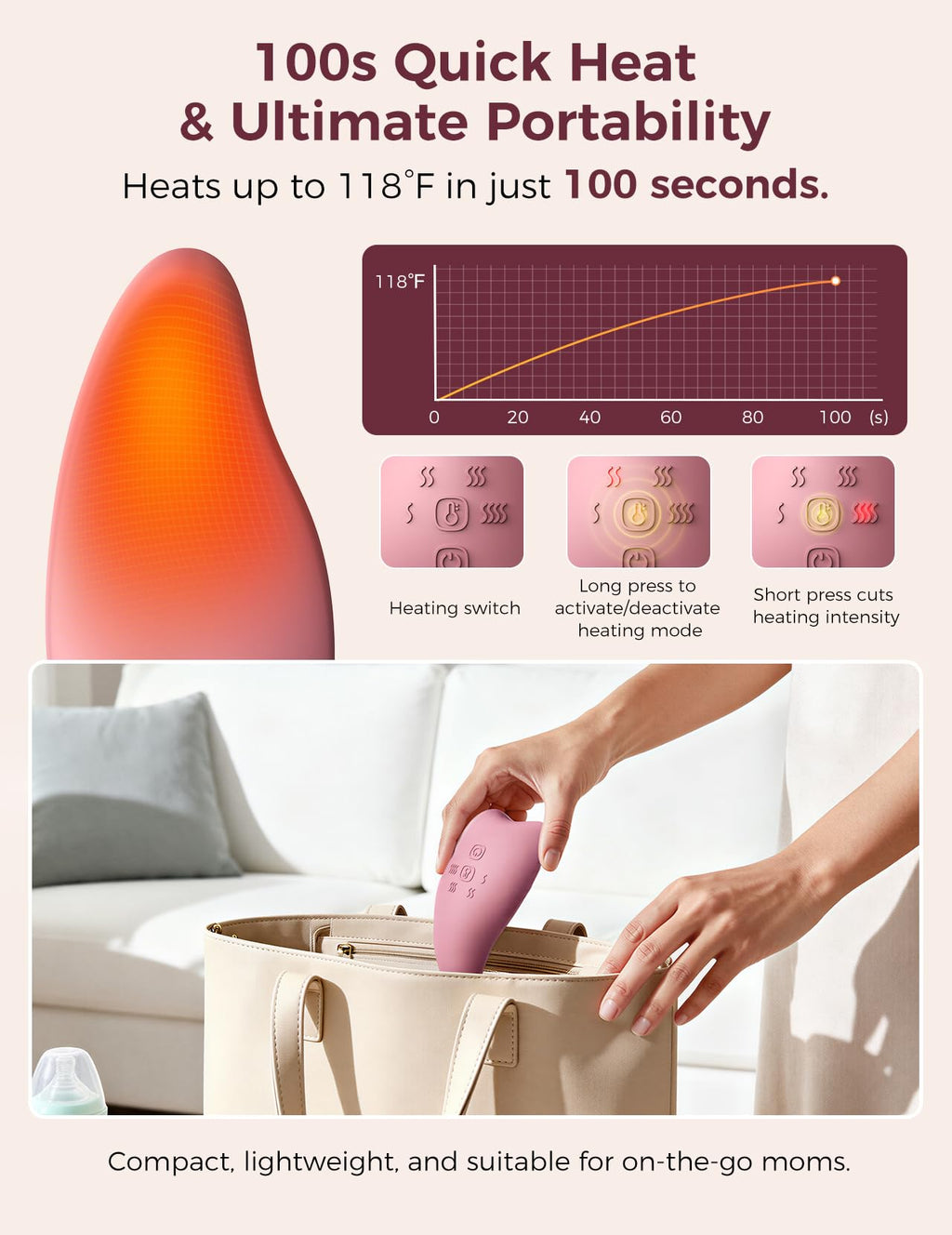 Momcozy A1Pro Lactation Massager with Heat, Deep Vibration, Cozy Red, 1PCS