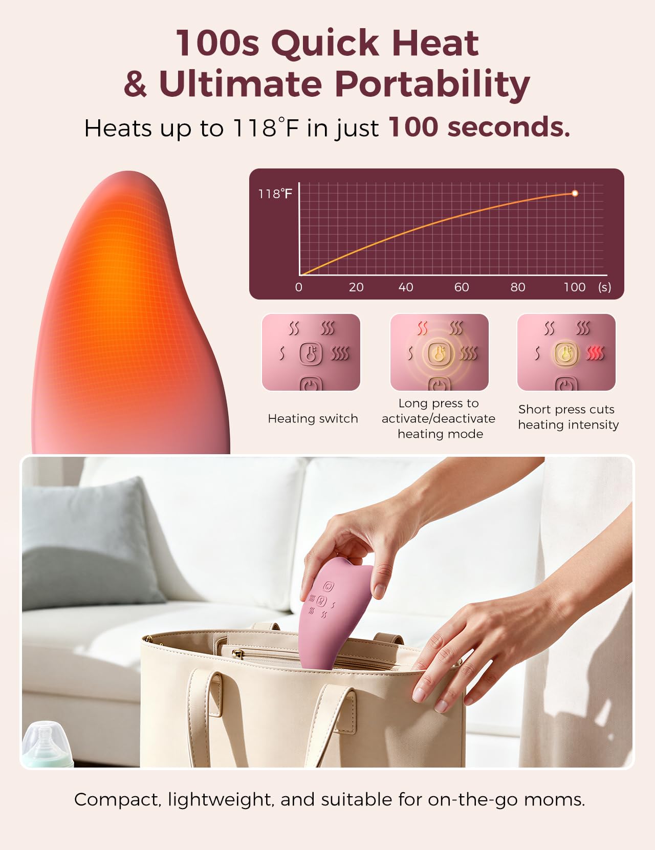 Momcozy A1Pro Lactation Massager with Heat, Deep Vibration, Cozy Red, 1PCS