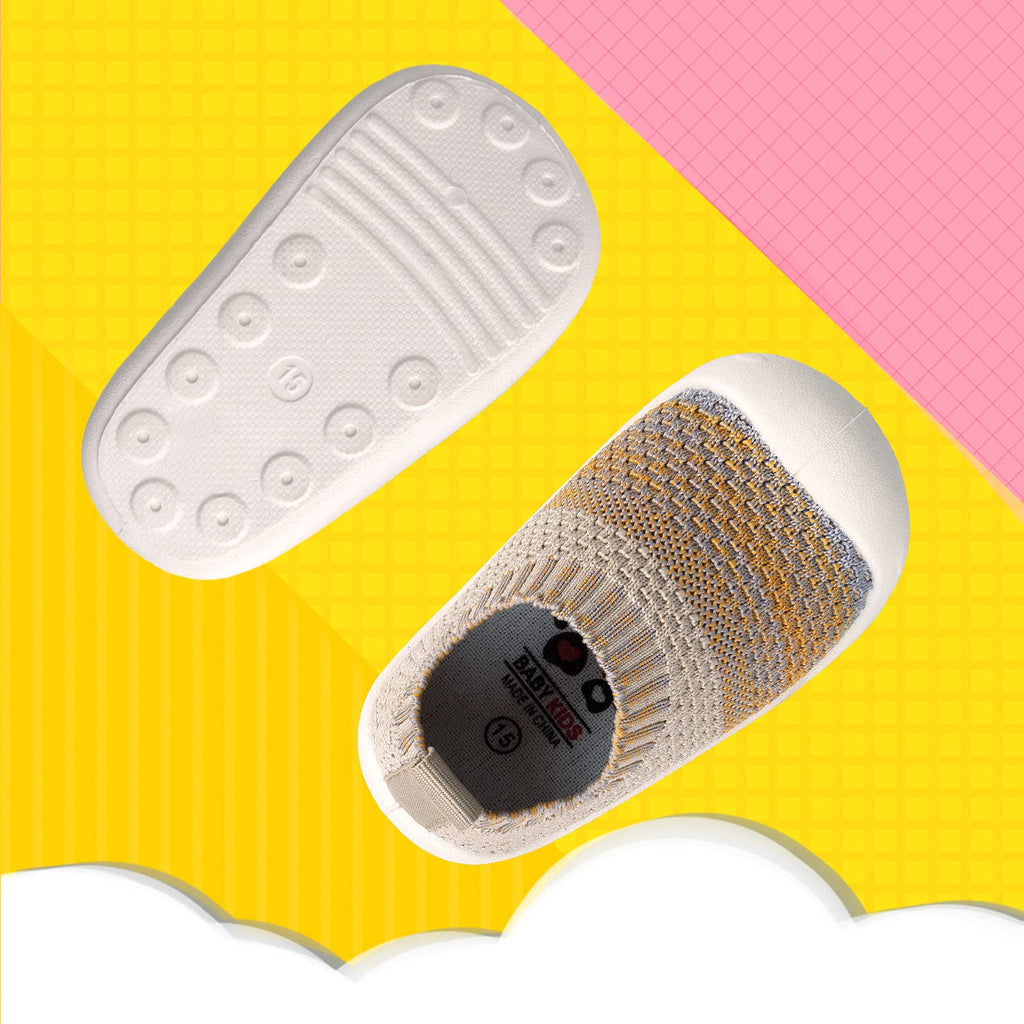 Baby First-Walking Shoes 1-4 Years Kid Shoes Trainers Toddler Infant Boys Girls Soft Sole Non Slip Cotton Mesh Breathable Lightweight Slip-on Sneakers Outdoor(Yellow,5 Toddler) T16