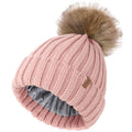 FURTALK Kids Winter Hat Toddler Knitted Beanie Faux Fur Pom Black