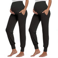 AMPOSH Women's Maternity Pants Stretchy Lounge Workout Sweatpants Casual Loose Comfy Pregnancy Joggers with Pockets(Black/Black, S)