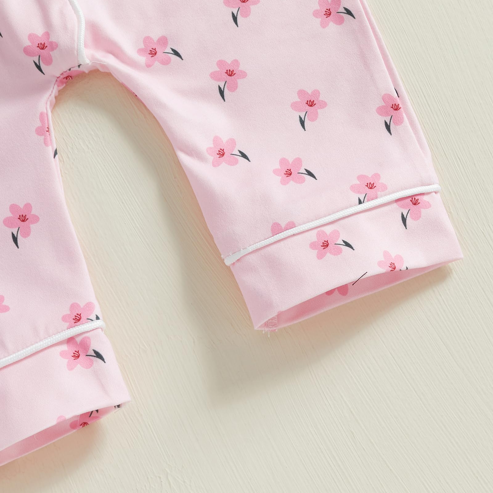 Balaflyie Baby Girl Button Down Pajamas Romper One-Piece Jumpsuit Long Sleeve Sleeper Infant Sleepwear (Wildflower&Pink,18-24 Months)